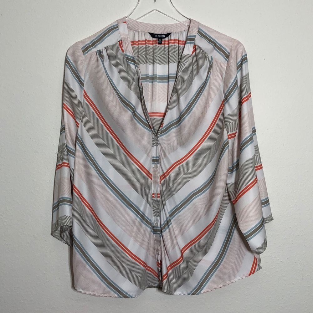 B.B. Dakota Silky Chevron Blouse